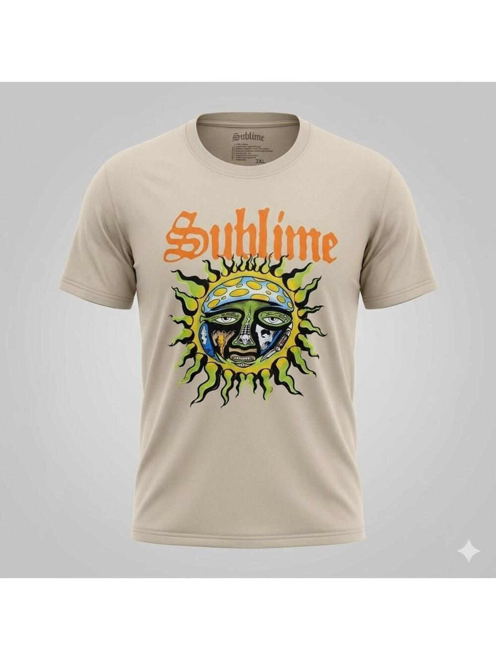Sublime Sun Graphic Tee 2XL Tan Skater Grunge Reggae Rock Band T-Shirt XXL